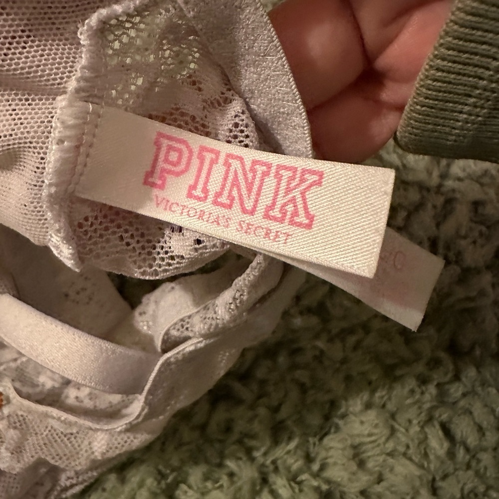 Victorias Secret Pink Gray Bling Stone Embellished Ruched Lace Cami Bra - Picture 5 of 8